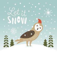 Let It Snow, Christmas Illustration
