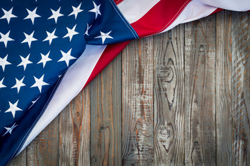 Wall Mural - American flag on wood background