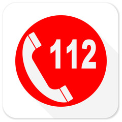 Aufkleber - emergency call red flat icon with long shadow on white background