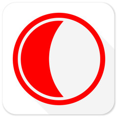 Poster - moon red flat icon with long shadow on white background