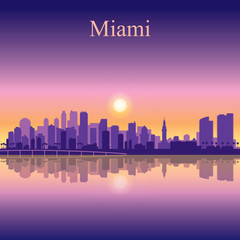 Wall Mural - Miami city skyline silhouette background