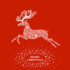 Sticker - Christmas deer from snowflakes card