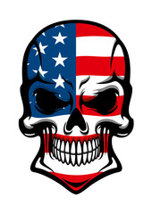 Wall Mural - American skull with American flag pattern