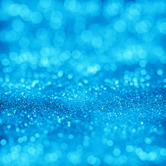 Poster - Blue bokeh texture with defocused lights