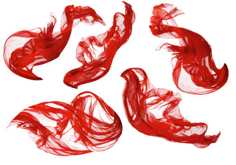 Wall Mural - Fabric Flowing Cloth Wave, Red Waving Silk Flying Textile White