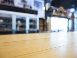 Wall Mural - Table Top Counter with Blur Bar shelf Background