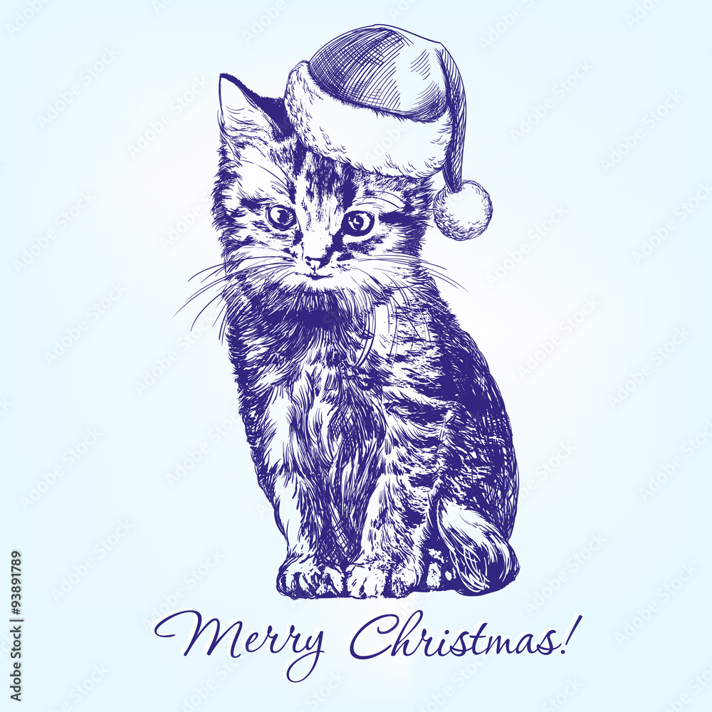 Realistic Cat Vector Hand Drawn Animal Illustration Kitte Stock Vector by  ©svetomircomua 650963860, image size:1000x1000