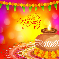 Sticker - Greeting card design for Navratri celebration.