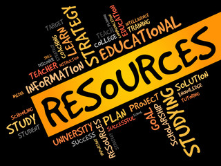 Poster - RESOURCES word cloud, education concept