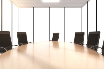 Round conference table with chairs in the office