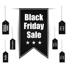 Wall Mural - black friday sale banner design set with tags