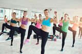 Fit young women enjoying an aerobics workout