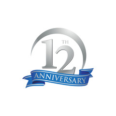 Wall Mural - 12th anniversary ring logo blue ribbon