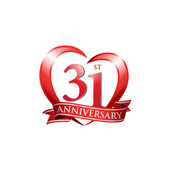 31st anniversary logo red heart ribbon