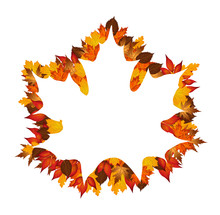 Autumn Leaves Around Maple Leaf Silhouette