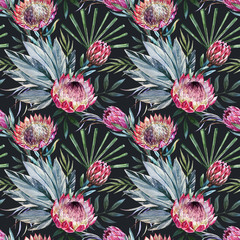 Wall Mural - Raster tropical protea pattern