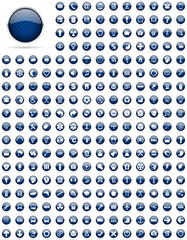 Poster - blue glossy web icons set