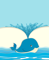 Poster - blue whale splashing water