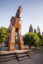 Model Of The Trojan Horse Located In Troy, Turkey