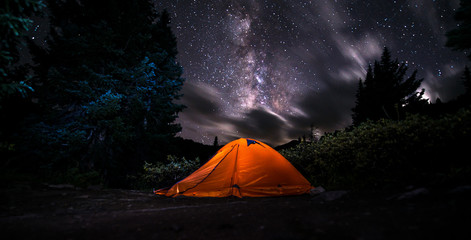 tent under the milky way