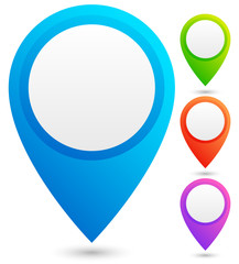 Aufkleber - Bright, colorful map marker, map pin vector in 4 colors.