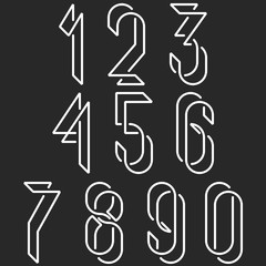 Wall Mural - numerical symbols line monogram numbers, mockup black and white line mathematics numerals for hipste