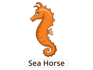 Wall Mural - Sea horse underwater animal cartoon illustration 