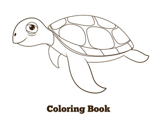 Wall Mural - Coloring book turtle sea animal illustration