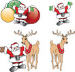 Christmas Santa with Reindeer and Decorations