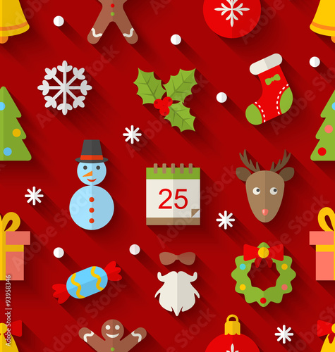 Materiał do szycia Nahtlose Muster mit bunten Objekten Weihnachten