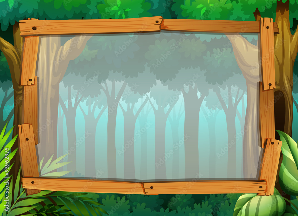 Border design with dark forest Stock Vector | Adobe Stock