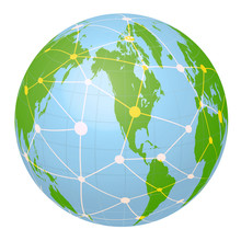 Pseudo Earth That Contains The Whole World Map And Worldwide Network, Image Illustration