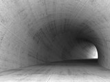 Fototapeta Perspektywa 3d - 3d concrete tunnel interior with gray round walls