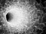 Fototapeta Perspektywa 3d - Tunnel with chaotic polygonal crystal surface 3d