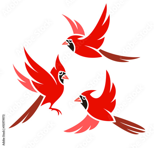 Fotomural Stylized Bird - Northern Cardinal
