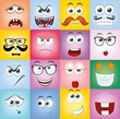 Set of cartoon faces with different emotions 