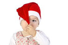 Baby Girl Wearing Santa Hat