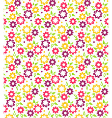 Wall Mural - Bright Fun Abstract Seamless Pattern with Flowers