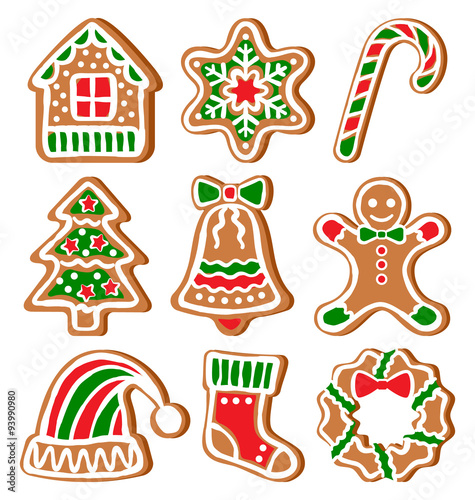Download Set of Gingerbread Christmas Cookies Isolated on White ...