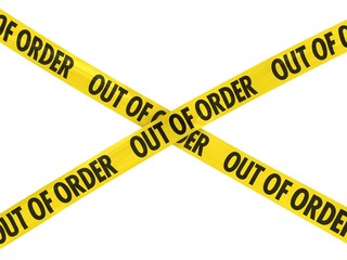 Yellow OUT OF ORDER Barrier Tape Cross