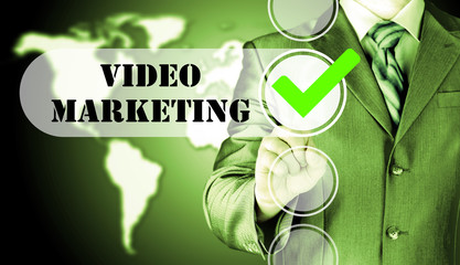 business man pressing checkbox Video Marketing