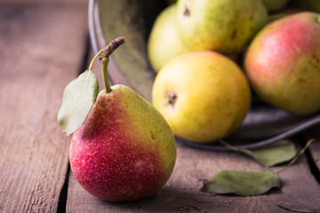 Wall Mural - pears on a wooden table