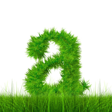 Conceptual green grass 3D font isoalted