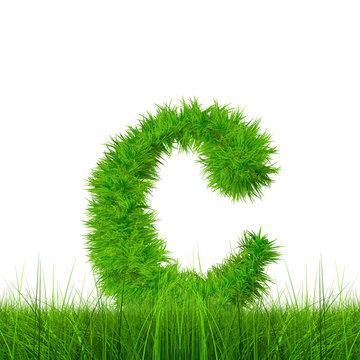 Conceptual green grass 3D font isoalted