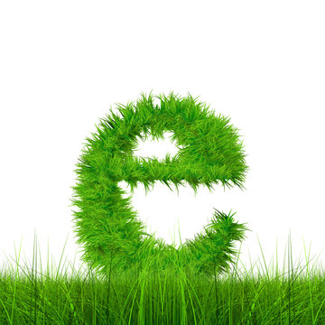 Conceptual green grass 3D font isoalted