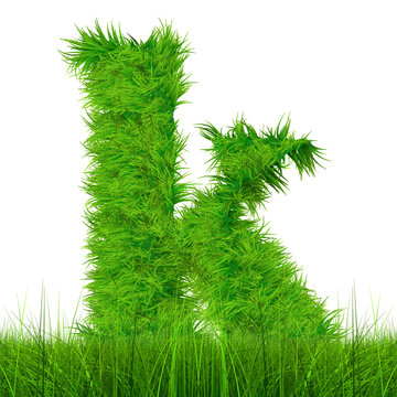 Conceptual green grass 3D font isoalted