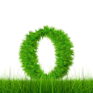 Conceptual green grass 3D font isoalted