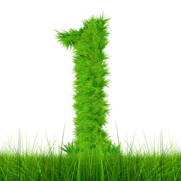 Conceptual green grass 3D font isoalted