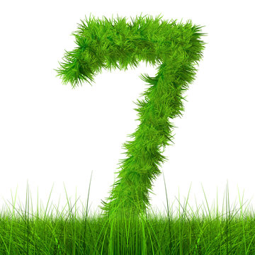 Conceptual green grass 3D font isoalted