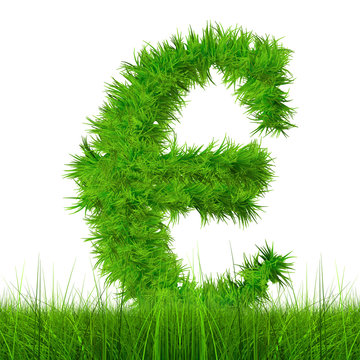 Conceptual green grass 3D font isoalted
